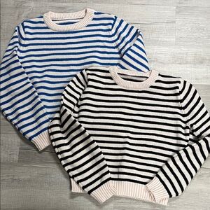 Lot of 2 SHEIN Striped Knit Crewneck Sweaters SZ MED NWOT